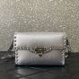 Valentino SMALL ROCKSTUD GRAINY METALLIC CALFSKIN CROSSBODY BAG