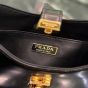 Prada Cleo brushed leather shoulder bag with clasp closure