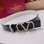 Valentino VLOGO SIGNATURE REVERSIBLE BELT IN SHINY CALFSKIN WITH PEARLS