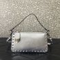 Valentino SMALL ROCKSTUD GRAINY METALLIC CALFSKIN CROSSBODY BAG