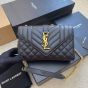 YSL ENVELOPE SMALL IN QUILTED GRAIN DE POUDRE EMBOSSED LEATHER