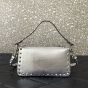 Valentino SMALL ROCKSTUD GRAINY METALLIC CALFSKIN CROSSBODY BAG