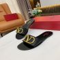 Valentino VLOGO SIGNATURE SLIDE SANDAL IN GRAINY COWHIDE WITH ACCESSORY