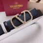 Valentino VLOGO SIGNATURE REVERSIBLE BELT IN SHINY CALFSKIN WITH PEARLS