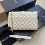 YSL ENVELOPE SMALL IN QUILTED GRAIN DE POUDRE EMBOSSED LEATHER