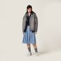 MIU MIU Nappa leather and bonded jersey hoodie jacket