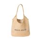 MIU MIU IVY raffia-effect and linen bag