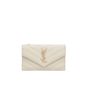 YSL Cassandra matelassé compact tri fold wallet in grain de poudre leather