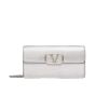Valentino VLOGO SIGNATURE METALLIC GRAINY CALFSKIN WALLET WITH CHAIN
