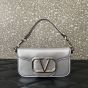SMALL VALENTINO GARAVANI LOCÒ METALLIC CALFSKIN SHOULDER BAG