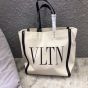 Valentino SMALL VLTN PRINT CANVAS TOTE BAG