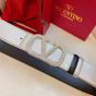 Valentino REVERSIBLE VLOGO SIGNATURE BELT IN METALLIC CALFSKIN