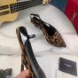 YSL CHERISH SLINGBACK PUMPS IN LEOPARD GROSGRAIN