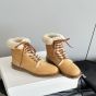 CELINE KURT LACE-UP MID BOOT in NUBUCK CALFSKIN AND SHEARLING