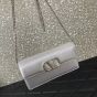 Valentino VLOGO SIGNATURE METALLIC GRAINY CALFSKIN WALLET WITH CHAIN