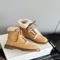CELINE KURT LACE-UP MID BOOT in NUBUCK CALFSKIN AND SHEARLING