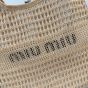 MIU MIU IVY raffia-effect and linen bag