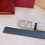 Valentino REVERSIBLE VLOGO SIGNATURE BELT IN METALLIC CALFSKIN