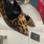 YSL CHERISH SLINGBACK PUMPS IN LEOPARD GROSGRAIN