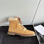 CELINE KURT LACE-UP MID BOOT in NUBUCK CALFSKIN AND SHEARLING