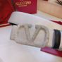 Valentino REVERSIBLE VLOGO SIGNATURE BELT IN METALLIC CALFSKIN