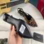 YSL CHERISH SLINGBACK PUMPS IN LEOPARD GROSGRAIN