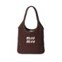 MIU MIU IVY raffia-effect woven tote bag