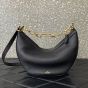 Valentino SMALL VLOGO MOON HOBO BAG IN GRAINY CALFSKIN WITH CHAIN