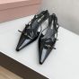 MIU MIU Brushed leather slingbacks with buckles