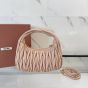 MIU MIU Wander matelassé nappa leather hobo bag