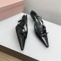 MIU MIU Brushed leather slingbacks with buckles
