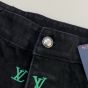 LV Blason Gradient Embroidered Denim Skate Pants