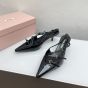 MIU MIU Brushed leather slingbacks with buckles