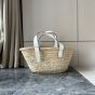 LOEWE Small Basket bag in palm leaf and calfskin