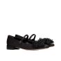 VALENTINO GARAVANI BOWJANE MARY-JANE SATIN BALLERINA WITH FRINGED EMBROIDERY