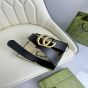 Gucci GG Marmont leather belt with shiny buckle