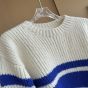 Celine striped crew neck sweater in chunky mohair and wool