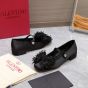 VALENTINO GARAVANI BOWJANE MARY-JANE SATIN BALLERINA WITH FRINGED EMBROIDERY