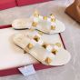 Valentino FLAT ROMAN STUD CALFSKIN SLIDE SANDAL
