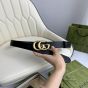 Gucci GG Marmont leather belt with shiny buckle