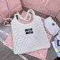 MIU MIU IVY raffia-effect woven tote bag