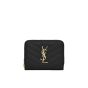YSL CASSANDRE MATELASSÉ compact zip around wallet in grain de poudre leather