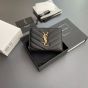 YSL CASSANDRE MATELASSÉ compact zip around wallet in grain de poudre leather