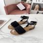 CELINE LYMPIA SANDAL in TRIOMPHE MACCRAMÉ COTTON & CALFSKIN