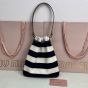 MIU MIU Striped fabric drawstring pouch