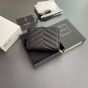 YSL CASSANDRE MATELASSÉ compact zip around wallet in grain de poudre leather
