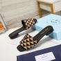 Prada Embroidered fabric slides