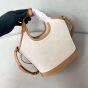 Prada Linen blend and leather mini-buckle bag