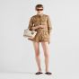 Prada Linen blend and leather mini-buckle bag