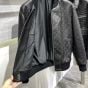 Gucci GG leather bomber jacket